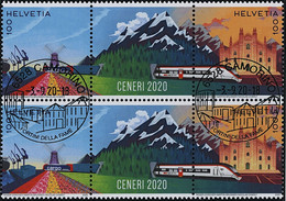 Suisse - 2020 - Ceneri - Zwischenstege - Viererblock - Ersttag Voll Stempel ET - Used Stamps