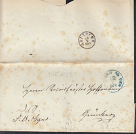 TT HESSEN, Brief Nach Grünberg K1 S (1281-3) Stempel K1 B (1544-1): Homberg Ohm 15/2 1853 - Brieven En Documenten