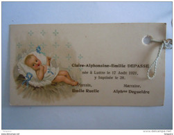 Geboortekaartje Faire Part Naissance Claire-Alphonsine-Emilie Depasse Luttre 1921 Baby Blue Petite Corde - Naissance & Baptême