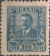 BRAZIL - OFFICICAL STAMP: WENCESLAU BRAZ (200 RÉIS, GREY BLUE, WATERMARK Mi.4 "CASA DA MOEDA") 1919 - MLH - Ongebruikt