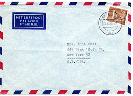 55641 - Berlin - 1958 - 60Pfg. Bauten EF A. LpBf. BERLIN -> New York, NY (USA) - Cartas & Documentos