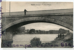 - VERON - ( Yonne ) - Le Pont D'Etigny, Pêcheurs à La Ligne,  On écrite, épaisse, Belles Couleurs, TTBE, Scans. - Veron