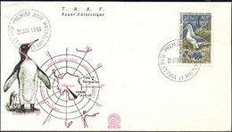 F.S.A.T.(1968) Black-browed Albatross. Unaddressed FDC With Cachet. Scott No 28, Yvert No 24. Dallay Catalog €475 - FDC