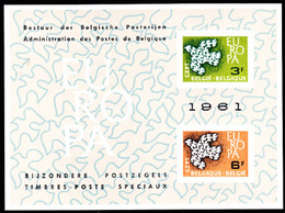 BELGIUM(1961) Stylised Dove. Scott Nos 572-3. Yvert Nos 1193-4. Europa Issue.  Deluxe Proof (LX36) Of 2 Values. - Folettos De Lujo [LX]