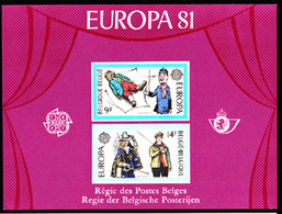 BELGIUM(1981) Puppets. Scott Nos 1069-70. Yvert Nos 2006-7. EUROPA Issue. Deluxe Proof (LX70). - Deluxe Sheetlets [LX]