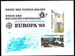 BELGIUM(1983) Paintings By Delvaux. Scott Nos 1144-5. Yvert Nos 2091-2. EUROPA Issue. Deluxe Proof (LX72). - Folettos De Lujo [LX]