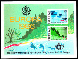 BELGIUM(1986) Charts Of Declining Fish, Trees. Scott Nos 1241-2. Yvert Nos 2211-2. EUROPA Issue. Deluxe Proof (LX75). - Foglietti Di Lusso [LX]