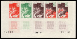 COMOROS(1965) Merou. Trial Color Strip Of 5. Scott No 66, Yvert No 38. - Autres & Non Classés