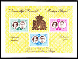 BELGIUM(1960) Belgian Royal Marriage. Scott Nos 560-2. Yvert Nos 1169-71. Deluxe Proof (LX34) Of 3 Values. - Luxuskleinbögen [LX]