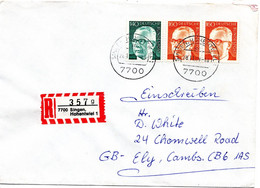 55650 - Bund - 1989 - 2@160Pfg. Heinemann MiF A. R-Bf. SINGEN -> Grossbritannien - Covers & Documents