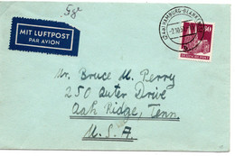 55652 - Bund - 1951 - 60Pfg. Bauten EF A. LpBf. HAMBURG -> Oak Ridge, TN (USA) - Storia Postale