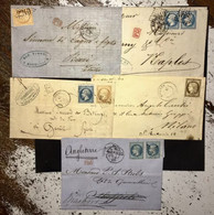 Francia 1856/1875 Lotto 5 Lettere Diverse Qualità - 1853-1860 Napoléon III