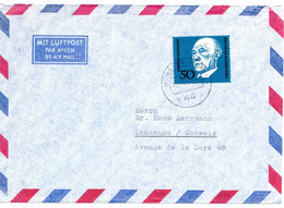 55667 - Bund - 1968 - 50Pfg. Adenauer Blockmarke EF A. LpBf. MUENSTER -> Schweiz - Covers & Documents