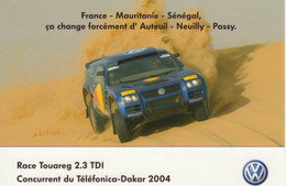 Volkswagen Touareg TDI 2.3 -  'Concurrent Du Téléfonica-Dakar Rallye 2004'  -  VW Factory Advertising Card - CPM - Voitures De Tourisme