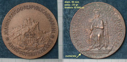 M_p> Medaglia Straordinaria Giovanni Paolo II° Visita San Marino 1982 - NUMERATA - Bronzo - Diam. 40 Mm Peso 23 Grammi - Profesionales/De Sociedad