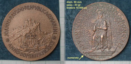 M_p> Medaglia Straordinaria Giovanni Paolo II° Visita San Marino 1982 - NUMERATA - Bronzo - Diam. 40 Mm Peso 23 Grammi - Professionnels/De Société