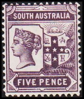 1894-1906. SOUTH AUSTRALIA.  FIVE PENCE VICTORIA. Hinged.. (MICHEL 77) - JF512434 - Ungebraucht