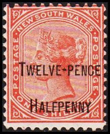 1891. NEW SOUTH WALES. TWELVE-PENCE HALFPENNY On ONE SHILLING Victoria. Hinged. Thin.  (Michel 77) - JF512477 - Mint Stamps