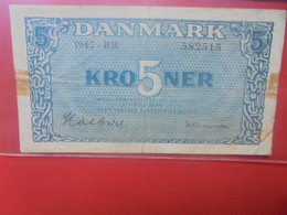 DANEMARK 5 KRONER 1947 Circuler (B.26) - Dinamarca