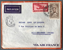 Indochine, Divers Sur Enveloppe TAD REAM, Cambodge 8.8.1938 Pour Bois-Colombes - (B1352) - Cartas & Documentos