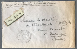 Indochine, Divers Sur Enveloppe TAD VEUNSAI, Cambodge 29.1.1949 Pour Besançon - Rare - 2 Photos - (B1370) - Storia Postale