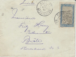 1914 - Enveloppe Affr. 25c Oblit. NOSY BE (MADAGASCAR) Pour Bâle (Suisse) - Brieven En Documenten