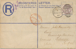 GB 1884 QV 2d Very Fine Registered Letter (VARIETY) Uprated 2 1/2d To The ORIENT EXPRESS, SALONICA, GREECE / TURKEY - Storia Postale