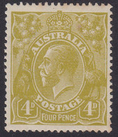 Australia 1924 KGV 4d Olive-green MH. SG 80a. - Mint Stamps
