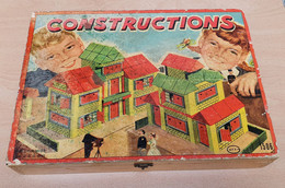 Ancien Jeu De Construction Coffret Et éléments En Bois - Autres & Non Classés