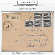 Algérie Tarifs Postaux - Lettre - Brieven En Documenten