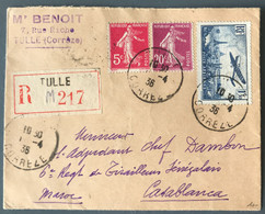 France N°190, 278B Et PA N°9 Sur Enveloppe De Tulle, Corèze 1.4.1936 Pour Casablanca, Maroc - (C1301) - 1921-1960: Moderne