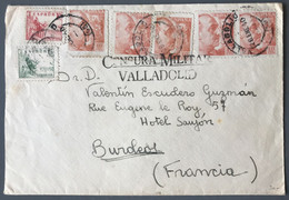 Espagne Divers Sur Enveloppe CENSURA MILITAR VALLADOLID, Pour Bordeaux 26.1.1940 - (C1336) - Covers & Documents