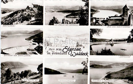 Gruss Vom Edersee Im Ferienland Waldeck - Sperrmauer - Schloss - Jagerheim - Old Postcard - Germany - Unused - Edersee (Waldeck)