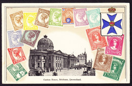 1906 Gelaufene AK Mit Custom House In Brisbane Mit Briefmarken Im Prägedruck. No 50 In Die Schweiz. - Brisbane