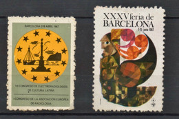 Lot De 2 Vignettes Anciennes - Espagne BARCELONE 1967 CONGRÈS DE RADIOLOGIE ET FERIA DE BARCELONE - Autres & Non Classés