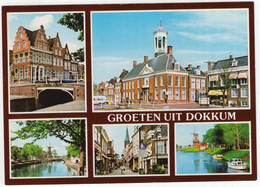 Groeten Uit Dokkum: Stadhuis, Toren, Kleindiep, Pomp, Hoogstraat, Waaggebouw, Oude Gevels - (Friesland) - Nr. L 5281 - Dokkum