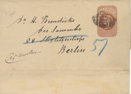 GB 189? QV 1/2d Brown Very Fine Re-directed Wrapper To Berlin With Barred Numeral Cancel "809" (EASTGATE, Durham – 2VOS) - Storia Postale