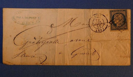 A76 FRANCE BELLE LETTRE 1851 PARIS A GUERET CREUSE + CERES N 4 BIEN MARGé+ AFFRANCH. INTERESSANT - 1849-1850 Ceres