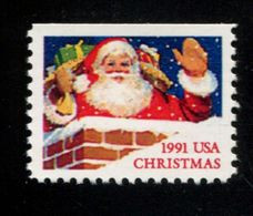 266454825  1991(XX) SCOTT  2580 POSTFRIS MINT NEVER HINGED - SANTA CLAUS IN CHIMNEY UPSIDE IMPERFORATED - Unused Stamps