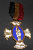 Ancienne Croix émail Belgique Medaille Religieuse Ave Maria Gracia Plena Pélerinage De Bruxelles Bedevaart Brussel - Belgien