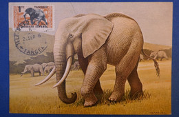 A22 ESPAGNE TANGER BELLE CARTE 1956 +TELEGRAFO ESPANOL+ AFFRANCHISSEMENT PLAISANT + DESSINS ELEPHANTS - Covers & Documents