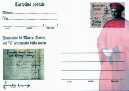 ITALIA CARTOLINA POSTALE  - FRANCESCO DI MARCO DATINI - CENT.RIO MORTE ANNO 2010 - Interi Postali