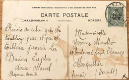 Algérie - Alger - La Médersa - Carte Postale Pour Montpellier (France) - 15c Semeuse Surchargé Algérie - 1924 - Gebraucht