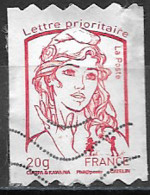 France 2013 Autoadhésif  Oblitéré Provenant Roulette  N° 863  Lettre Prioritaire 20 G Rouge - 2013-... Marianne Of Ciappa-Kawena