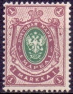 FINLAND 1901-03 1mk Lilagroen Boekdruk Berlijn Tanding 14&frac12;x14 PF-MNH - Unused Stamps