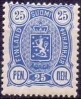 FINLAND 1889-1900 25 Pen Blauw Wapentype Drie Cijfers Tanding 14x12 PF-MNH - Unused Stamps