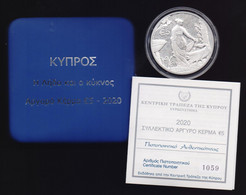 CYPRUS 2020 ΛΗΔΑ & Ο ΚΥΚΝΟΣ ( LEDA & O KYKNOS) NEW COMMEMΟΡΑΤΙVΕ SILVER COIN IN  BANK'S CASE/CERTIFICAΤΕ - Chypre