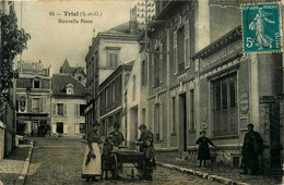 Triel * Rue Et La Nouvelle Poste * Ptt * Marchande Ambulante De Poissons - Triel Sur Seine