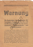 WOII Warnung - Pamflet - 23 April 1945 - Zeer Zeldzaam  (V632) - Historische Dokumente