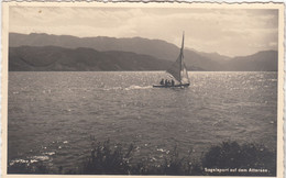 A4458) Segelsport Auf Dem ATTERSEE - Segelboot U. Gebirge Am See ALT ! Gel. KAMMER 1935 - Attersee-Orte